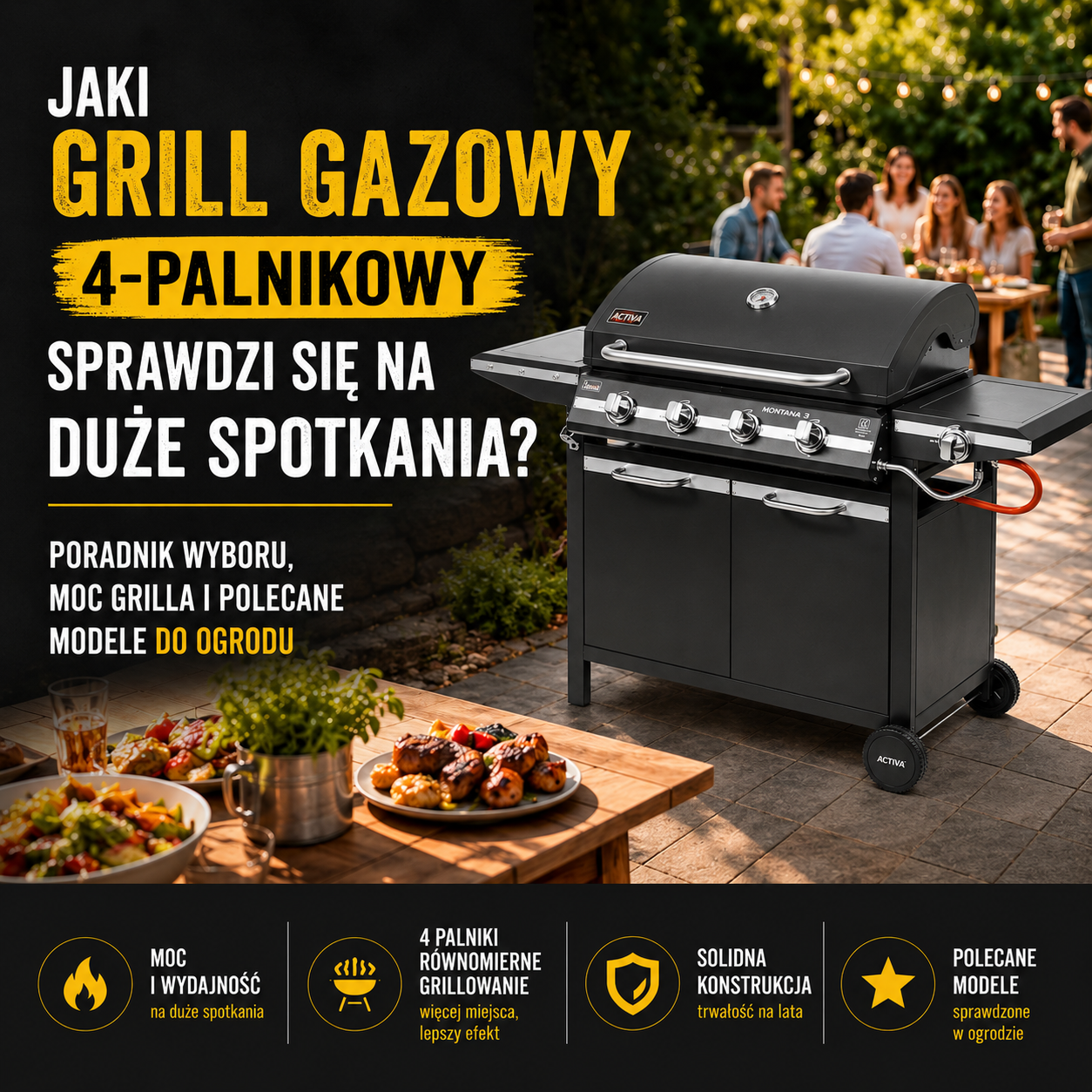 Jaki grill gazowy 4-palnikowy sprawdzi się na duże spotkania? Poradnik wyboru, moc grilla i polecane modele do ogrodu