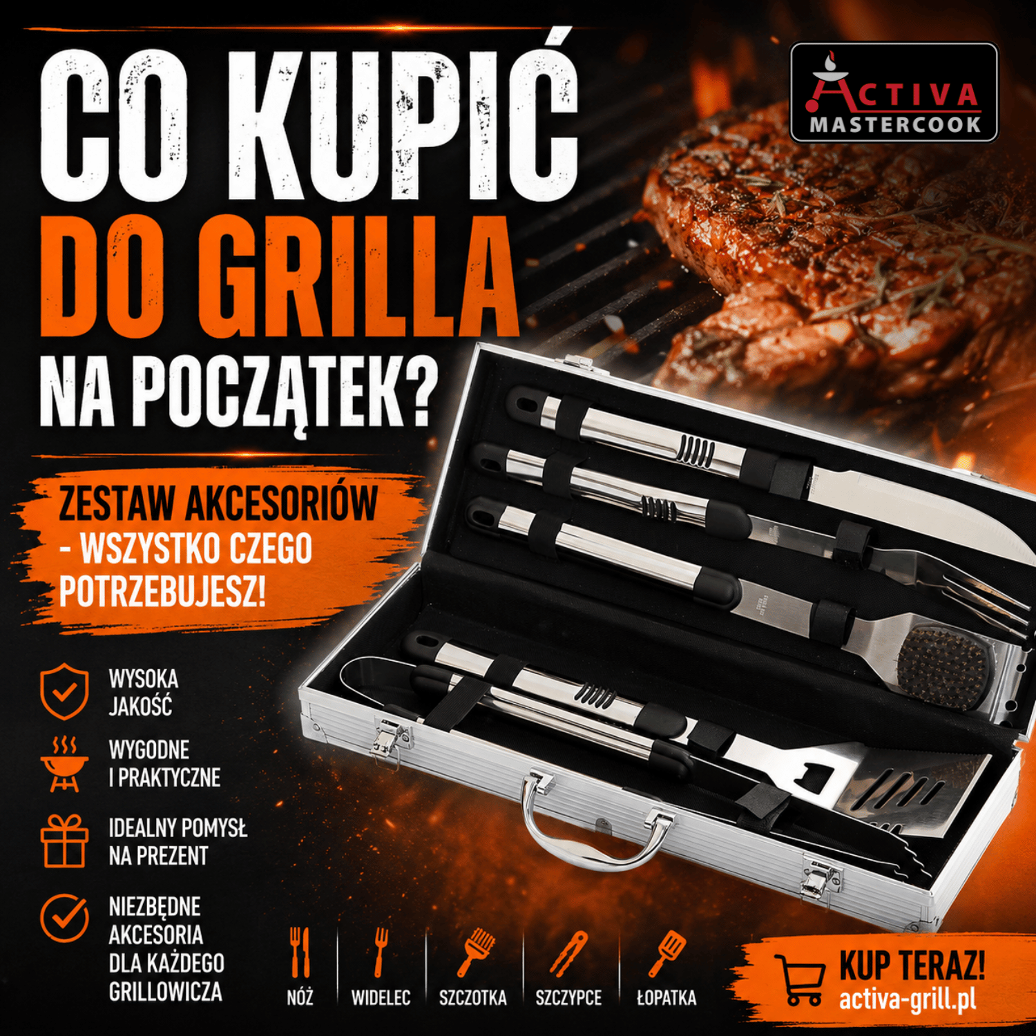 Co kupić do grilla na początek? Zestaw akcesoriów