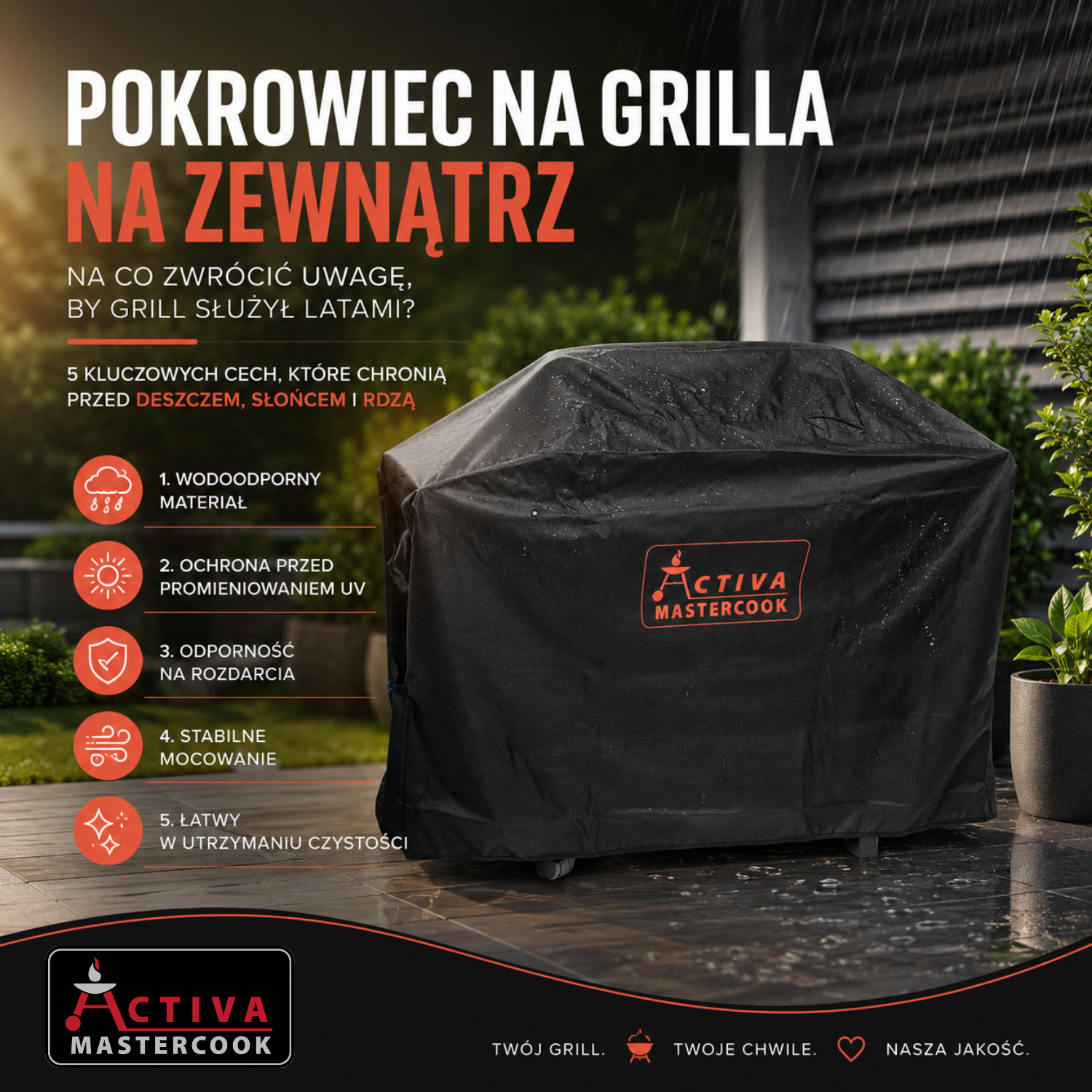 Pokrowiec na grilla na zewnątrz – na co zwrócić uwagę, by grill służył latami? 5 kluczowych cech, które chronią przed deszczem, słońcem i rdzą